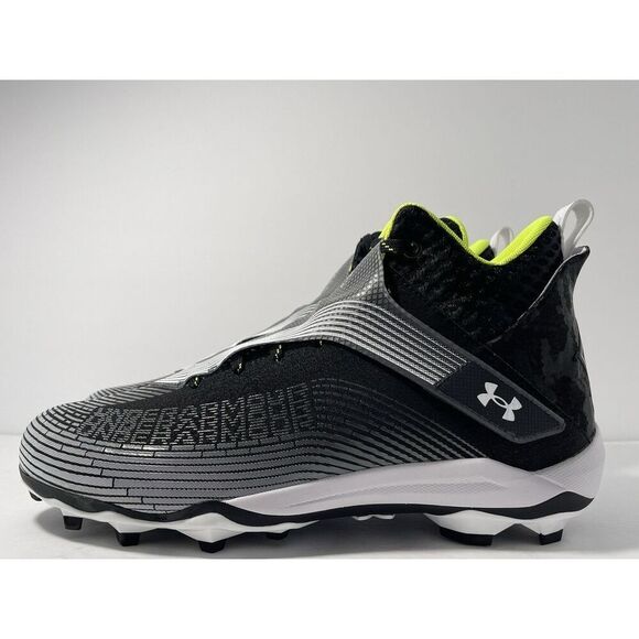 Under Armour Men's Size 13 Highlight Hammer MC Football Cleats Black Neon Yellow - Picture 2 of 14